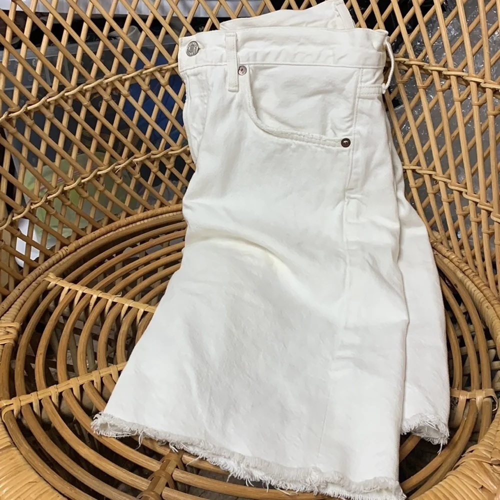 Agolde 90s Pinch Waist High Rise Straight Long Denim Shorts Size 28